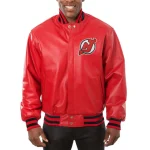 New Jersey Devils Real Full Leather Red Jacket