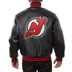 New jersey devils genuine leather varsity jacket black 1 1
