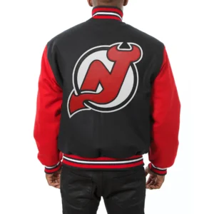 New jersey devils handmade two tone wool varsity jacket black red 1 1