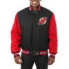 New jersey devils handmade two tone wool varsity jacket black red 1