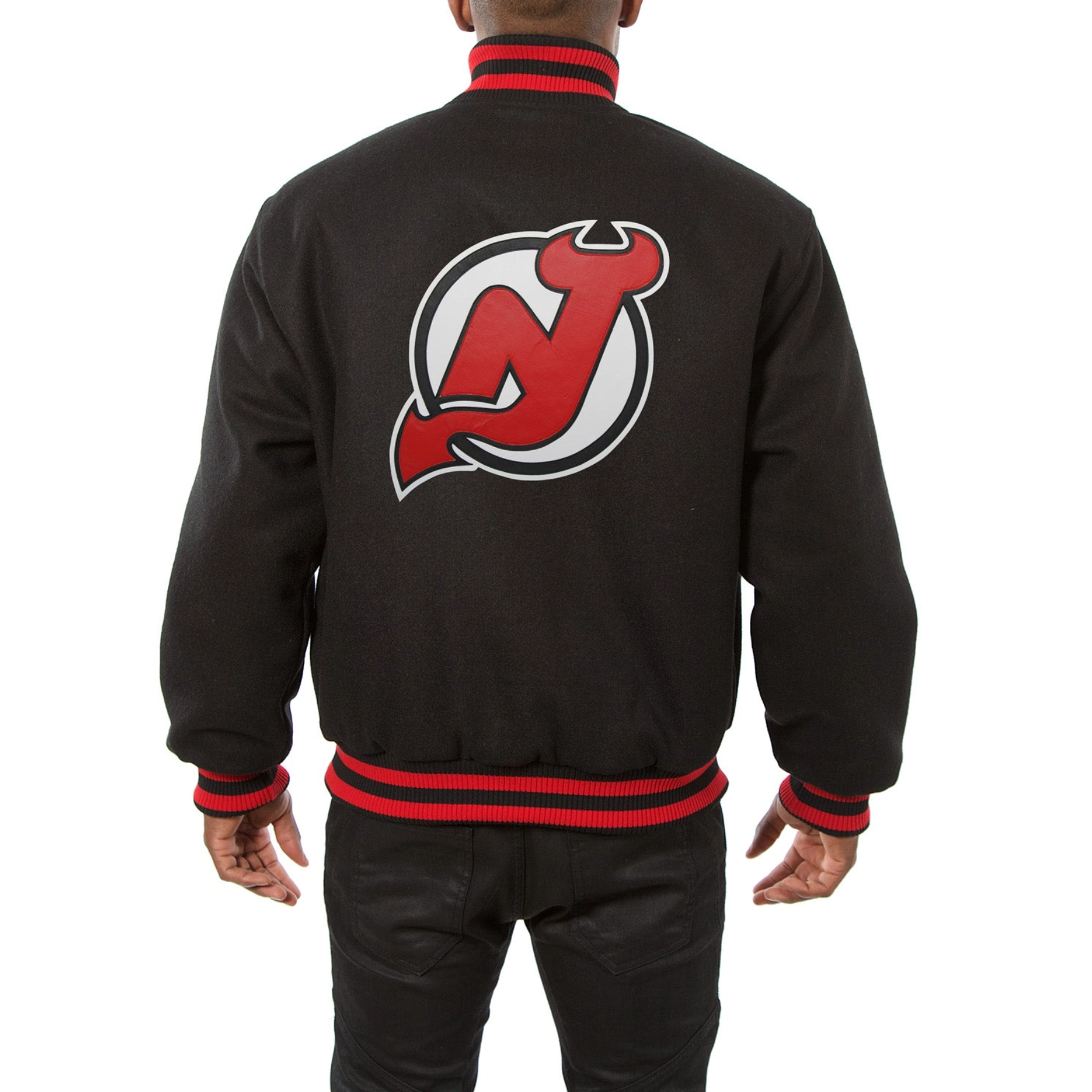 New jersey devils one color wool varsity jacket black 1 1