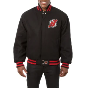 New jersey devils one color wool varsity jacket black 1