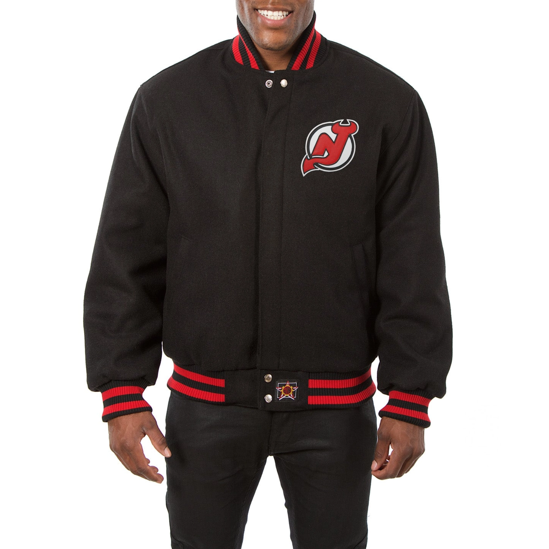 New jersey devils one color wool varsity jacket black 1