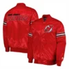 New jersey devils starter pick and roll full snap satin varsity jacket red 1