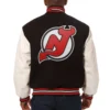 New jersey devils two tone wool leather varsity jacket black white 1 1