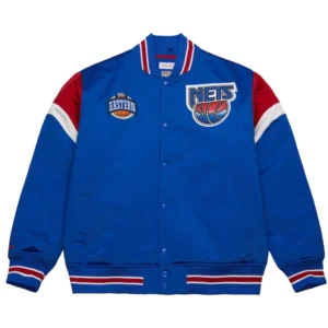 New jersey nets cooperstown full snap satin varsity jacket 2