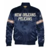 New orleans pelicans pick roll blue satin jacket