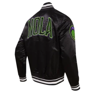 New orleans pelicans pro standard 2023 24 city edition black satin varsity jacket 2