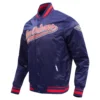 New orleans pelicans pro standard script tail navy satin varsity jacket 1