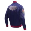 New orleans pelicans pro standard script tail navy satin varsity jacket 3