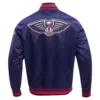 New orleans pelicans pro standard script tail navy satin varsity jacket 4