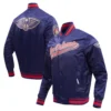 New orleans pelicans pro standard script tail navy satin varsity jacket 9