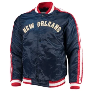New orleans pelicans the offensive satin varsity jacket navy 2