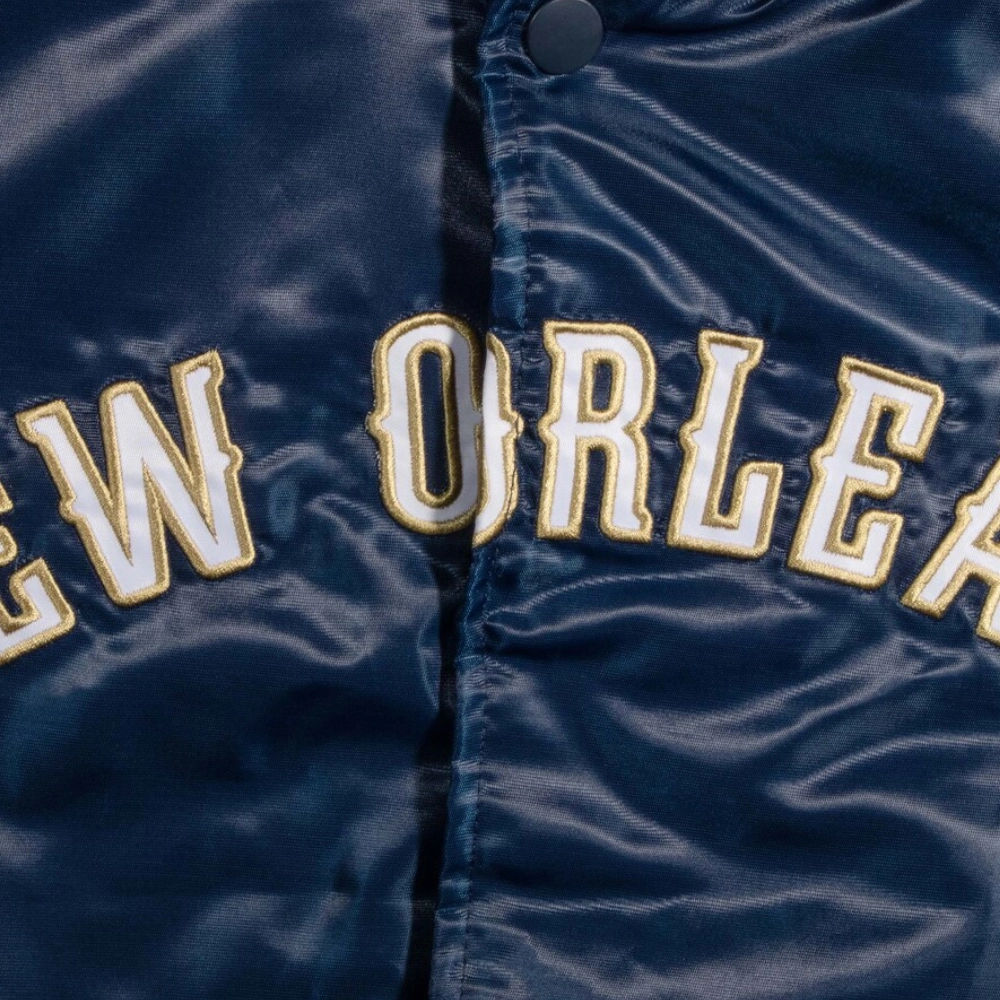 New orleans pelicans the offensive satin varsity jacket navy