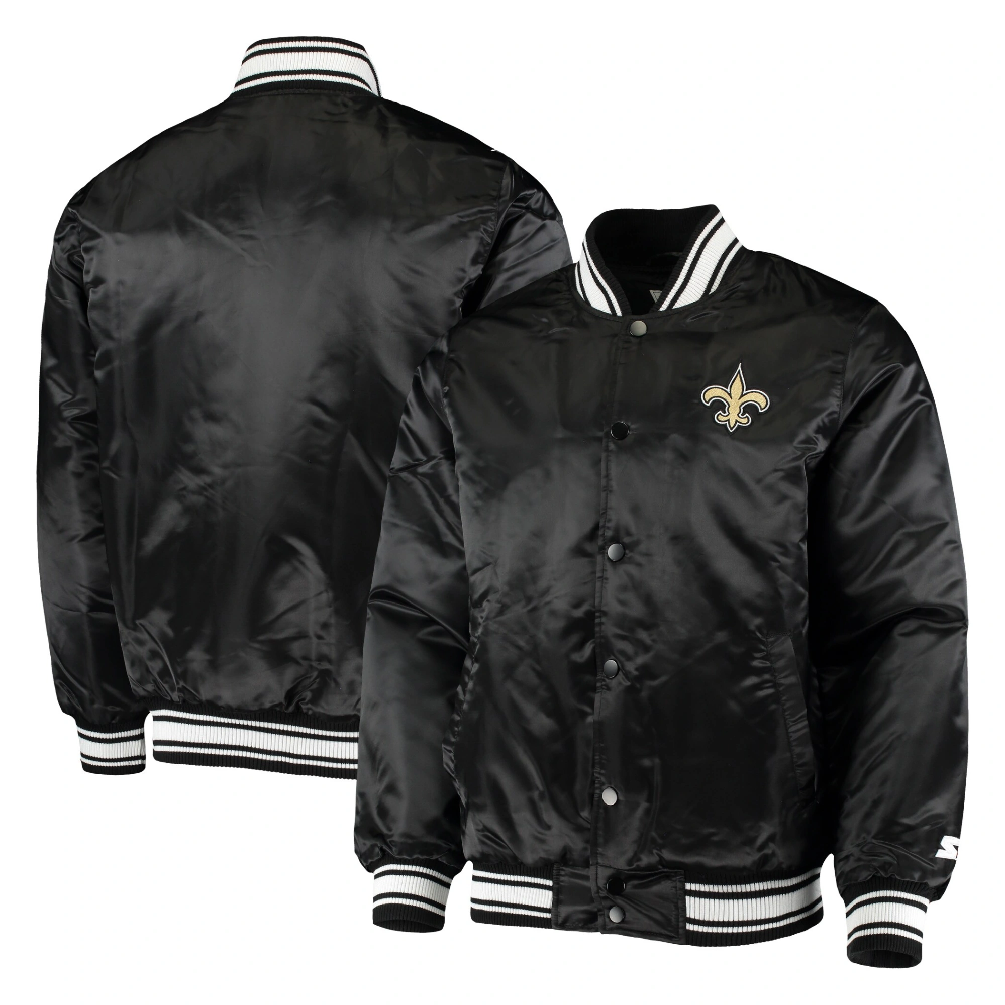 New orleans saints locker room satin varsity jacket black 4