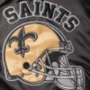 New orleans saints locker room throwback satin varsity jacket black gold