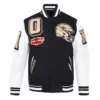New orleans saints mashup wool leather varsity jacket blackwhite 1 1