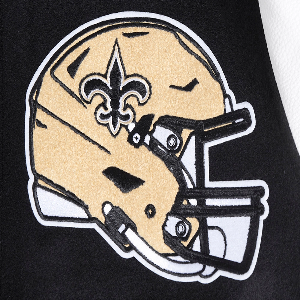 New orleans saints mashup wool leather varsity jacket blackwhite 2 1