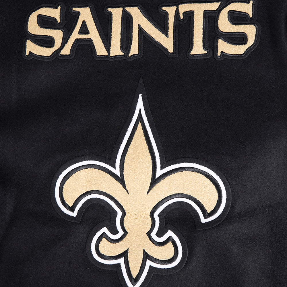 New orleans saints mashup wool leather varsity jacket blackwhite 6 1