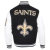 New orleans saints mashup wool leather varsity jacket blackwhite 7 1