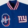 New york giants blue grey full snap wool front detail