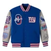 New york giants blue grey full snap wool jacket