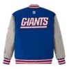 New york giants blue grey full snap wool varsity jacket