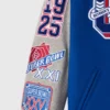 New york giants blue grey full snap wool varsity sleeve logo