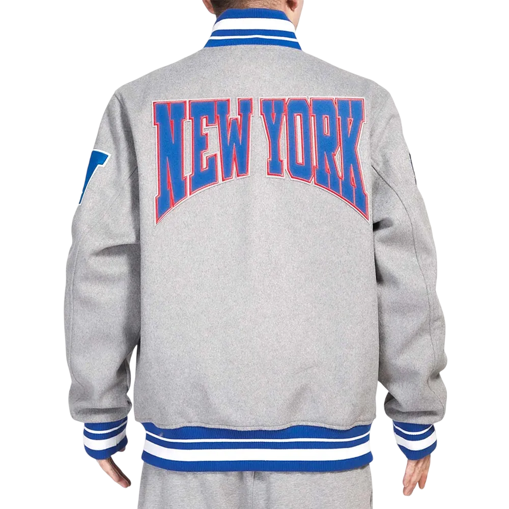 New york giants crest emblem gray wool varsity jacket