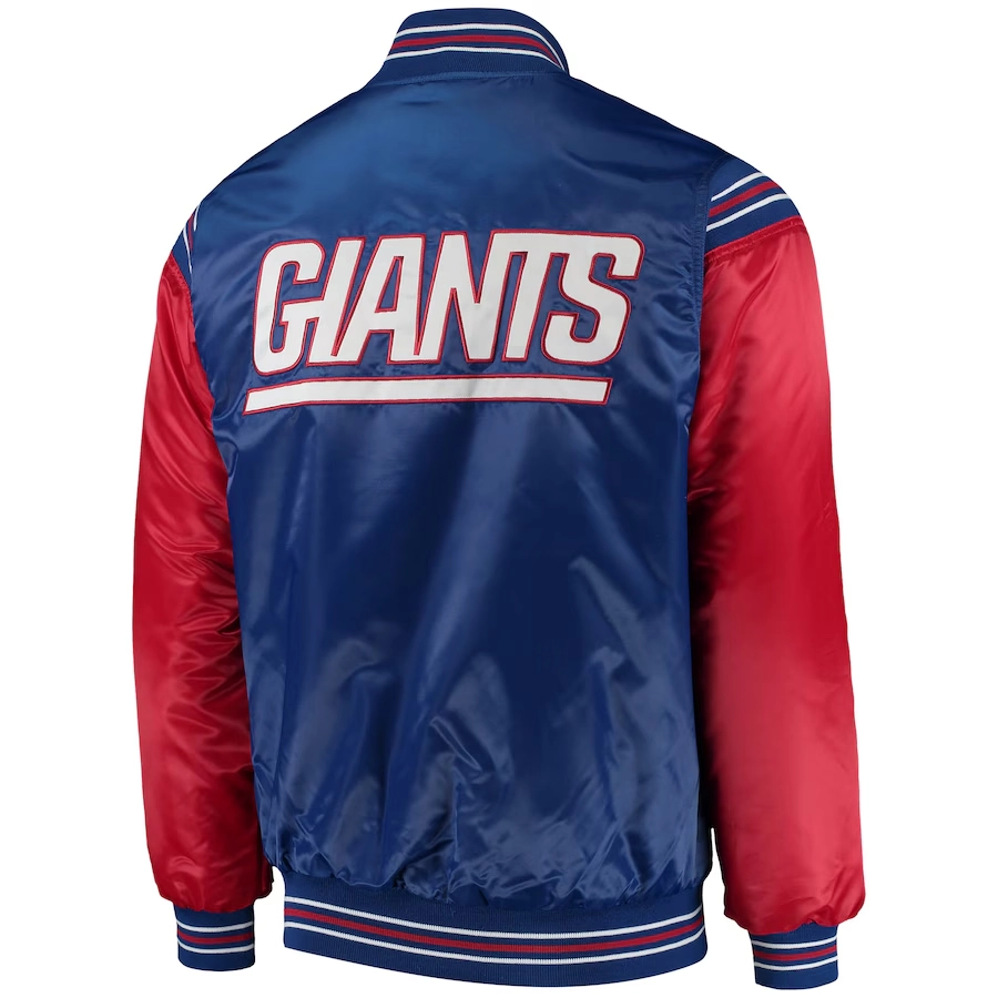 New york giants enforcer full snap satin varsity jacket bluered 1