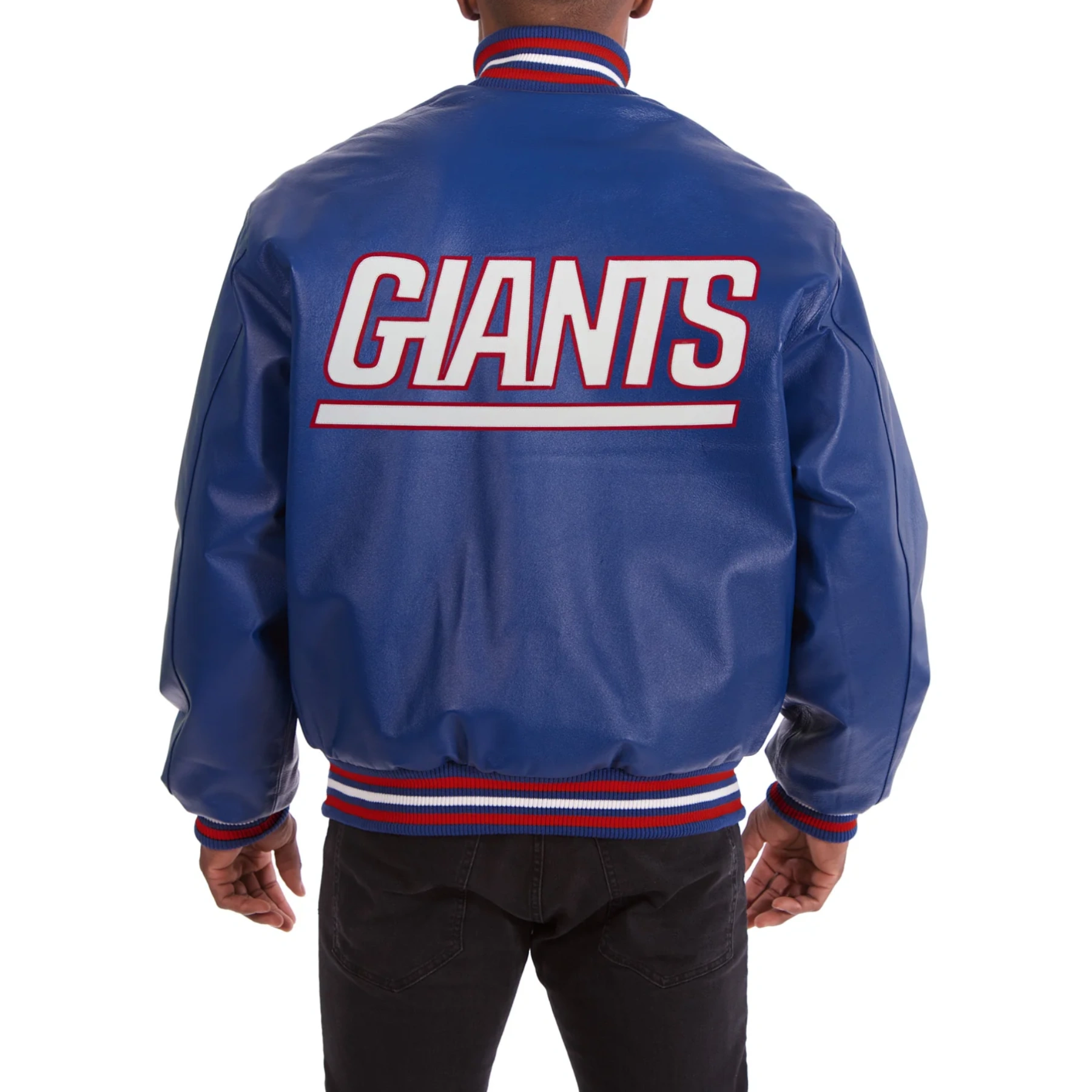 New york giants genuine leather varsity jacket blue 2