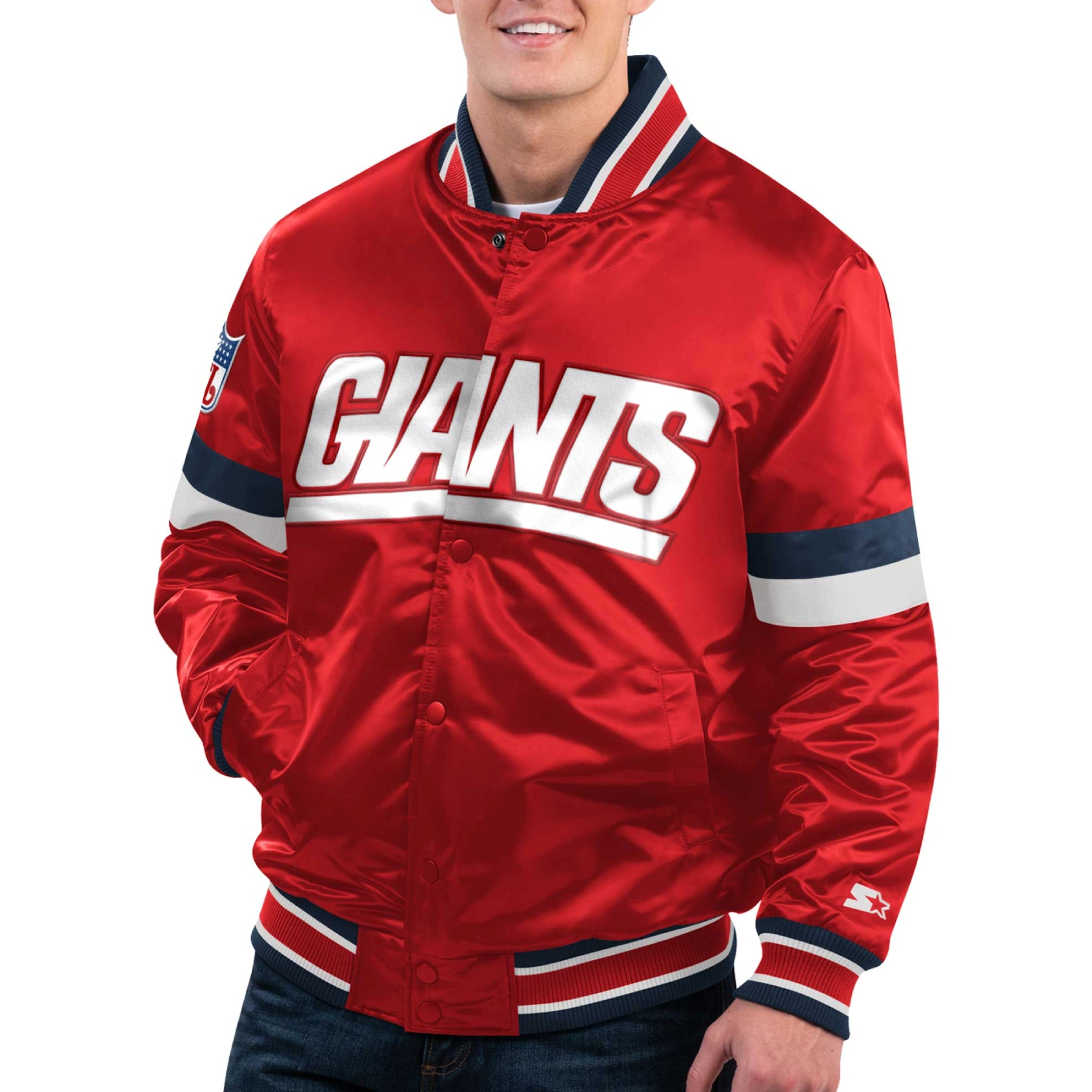 New york giants gridiron classics home game satin varsity jacket red 1