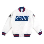 New York Giants Vintage White Satin Varsity Jacket