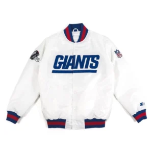 New york giants helmet bomber white satin jacket
