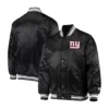 New york giants locker room satin varsity jacket black 3