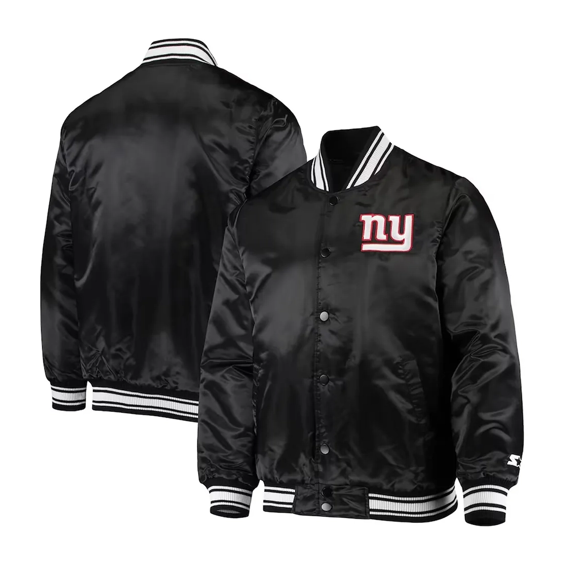 New york giants locker room satin varsity jacket black 3
