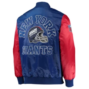 New york giants locker room throwback satin varsity jacket blue red 1