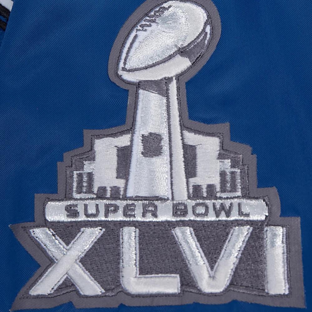 New york giants mashup full snap satin varsity jacket blue 1