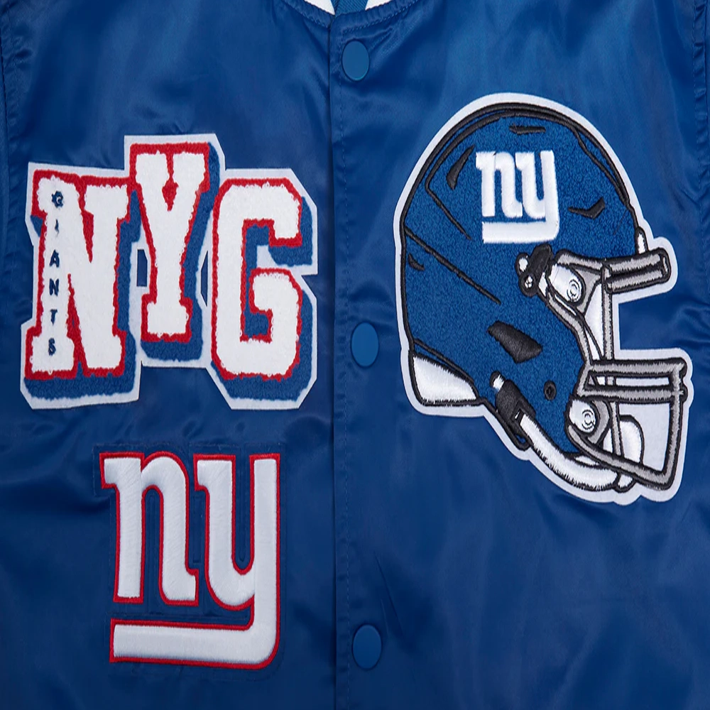 New york giants mashup full snap satin varsity jacket blue 3