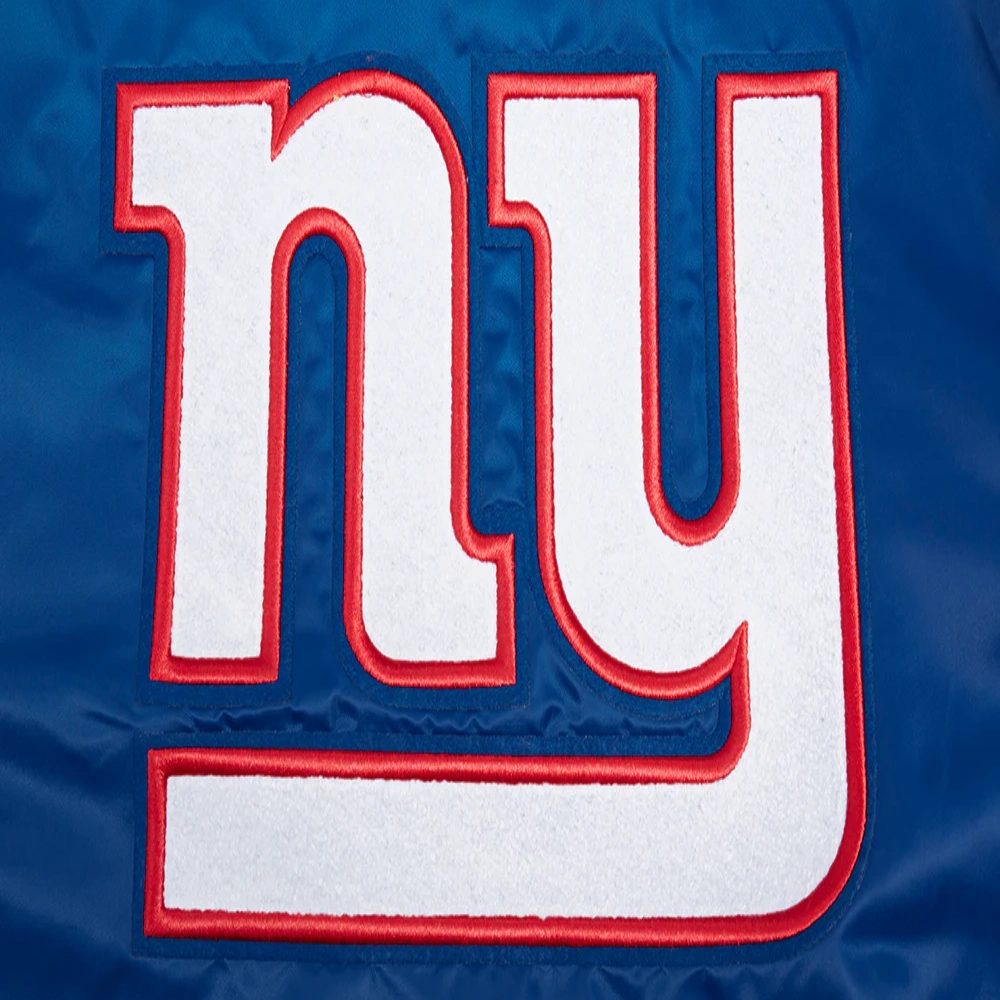 New york giants mashup full snap satin varsity jacket blue