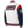 New york giants pitch full snap satin varsity jacket white navy