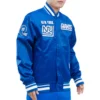 New york giants retro classic full snap satin varsity jacket blue