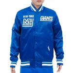 New York Giants Retro Classic Full-Snap Blue Satin Jacket