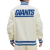 New york giants retro classic full snap satin varsity jacket cream 2