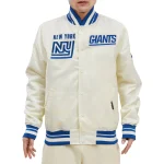 New York Giants Retro Classic Cream Satin Jacket