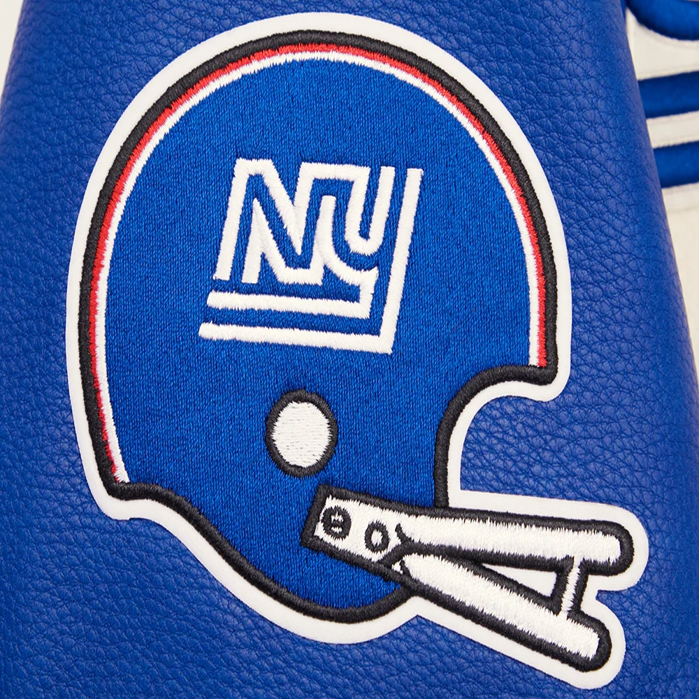 New york giants retro classic womens wool leather varsity jacket white blue
