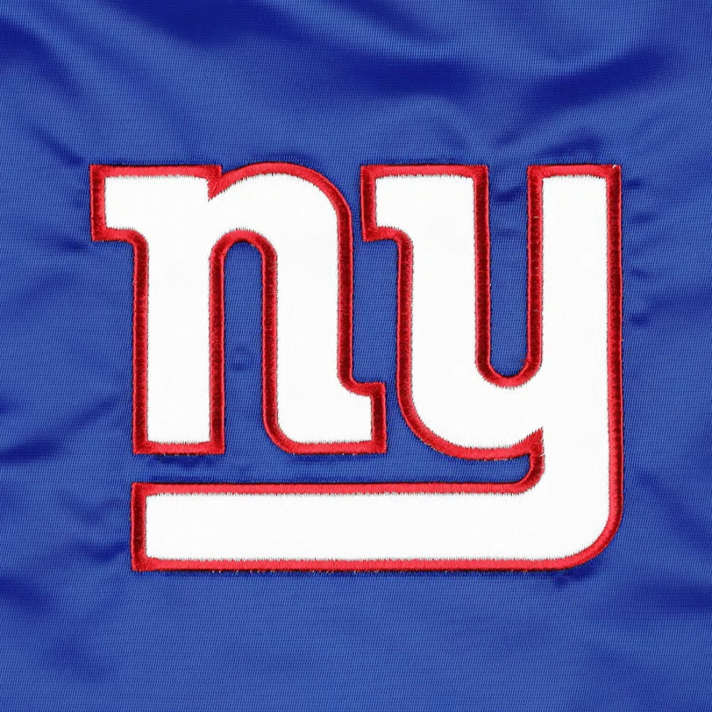 New york giants starter pick and roll full snap satin varsity jacket blue 4