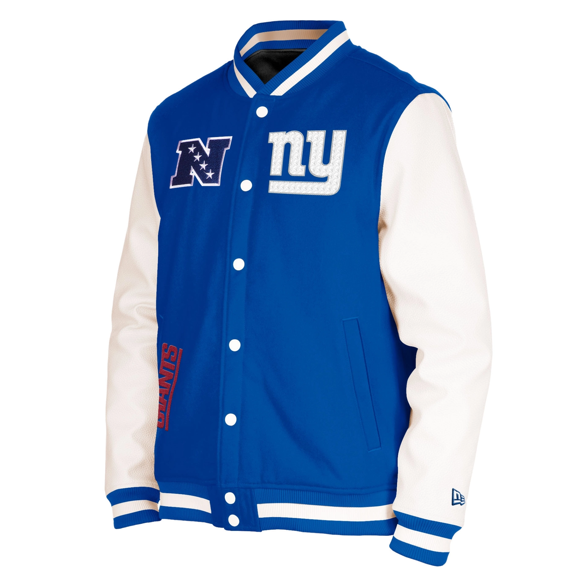New york giants third down full snap varsity jacket blue white 1 1