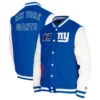New york giants third down full snap varsity jacket blue white 1