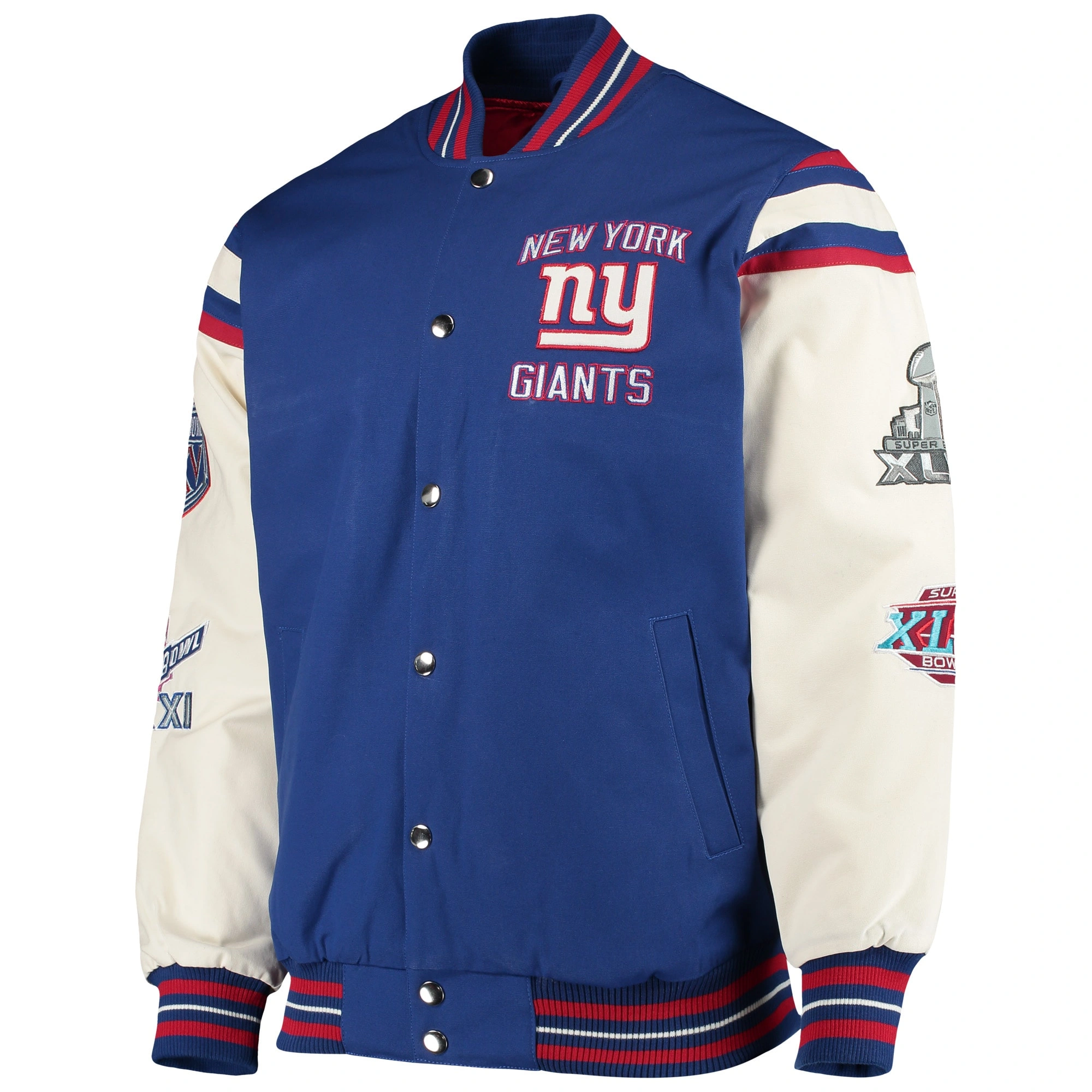 New york giants victory formation commemorative full snap varsity jacket blue white 1 1